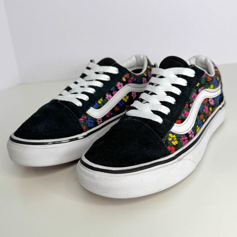 VANS Old Skool Floral Lace-Up Sneaker‎ Shoes | Black Kids Size 3